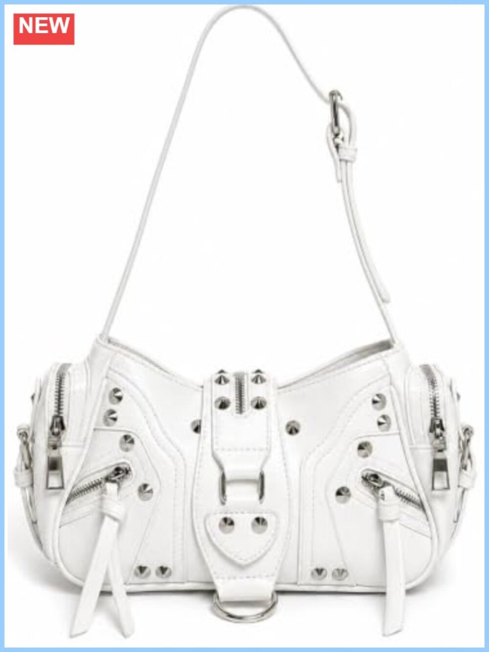 Y2K Studded Hobo Shoulder Bag PU Leather Crossbody Purse